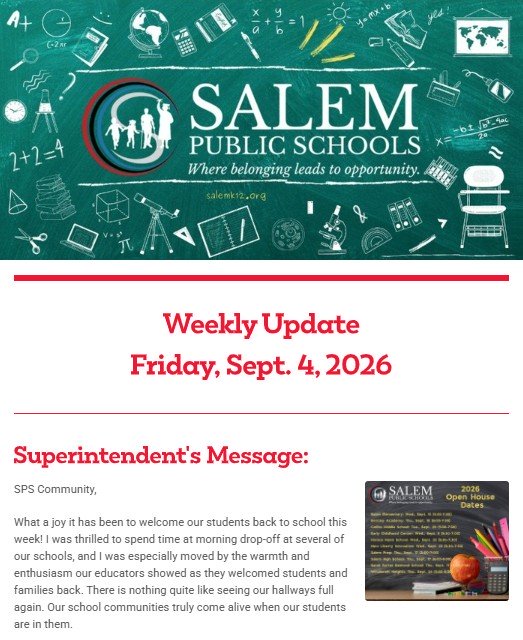 Salem Public Schools Weekly Newsletter