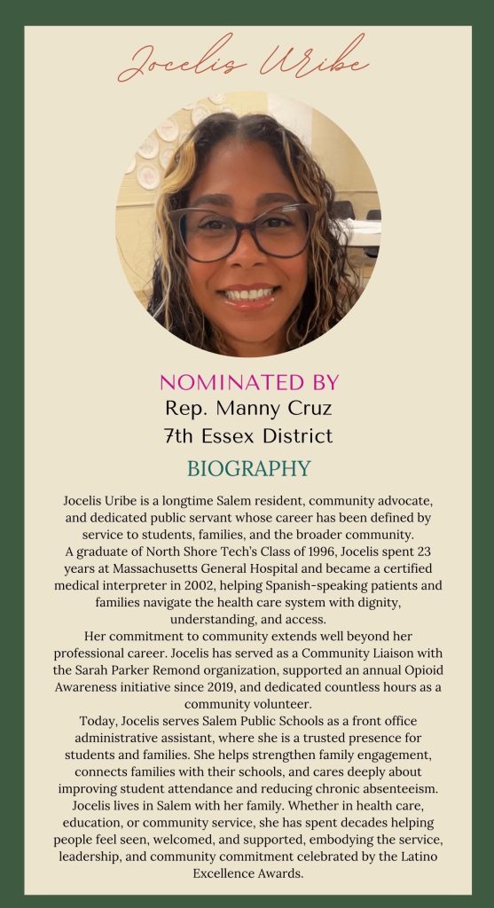 Jocelis Uribe, Salem Latino Excellence Award recipient