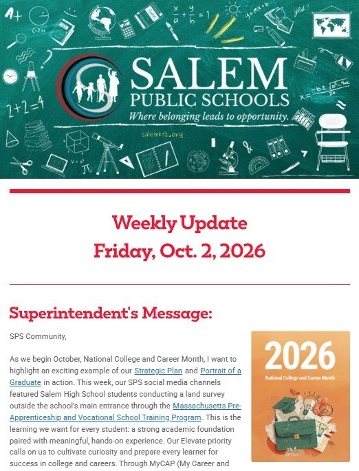 Salem Public Schools Weekly Newsletter