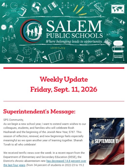 Salem Public Schools Weekly Newsletter