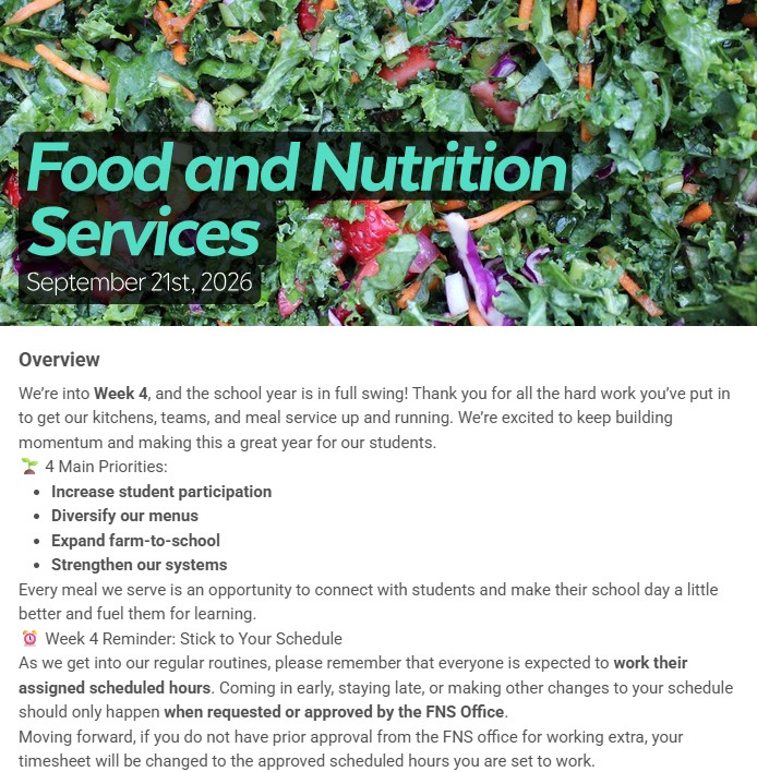 SPS Food Services Newsletter